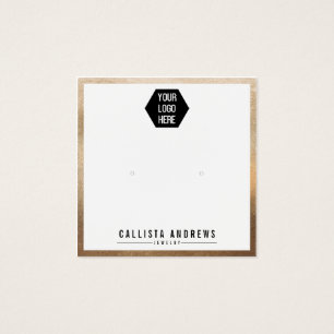 Simple Gold White Border Logo Earring Display Card