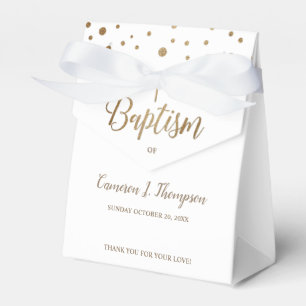 Simple Gold White cross Baptism Party Thank you Favor Box