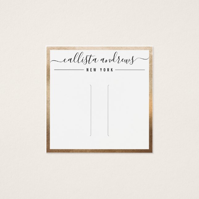 Simple Gold White Cursive Hair Clip Display Card (Front)