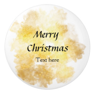 Simple golden add your text merry Christmas custom Ceramic Knob