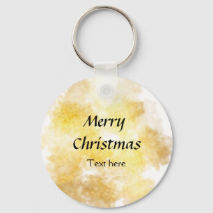 Simple golden add your text merry Christmas custom Keychain