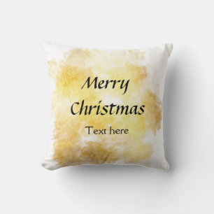 Simple golden add your text merry Christmas custom Throw Pillow