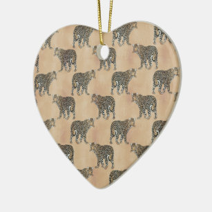 Simple Golden Leopard Animal Pattern Ceramic Ornament