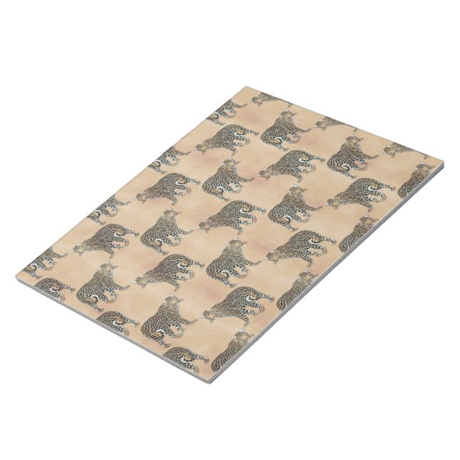 Simple Golden Leopard Animal Pattern Notepad (Angled)