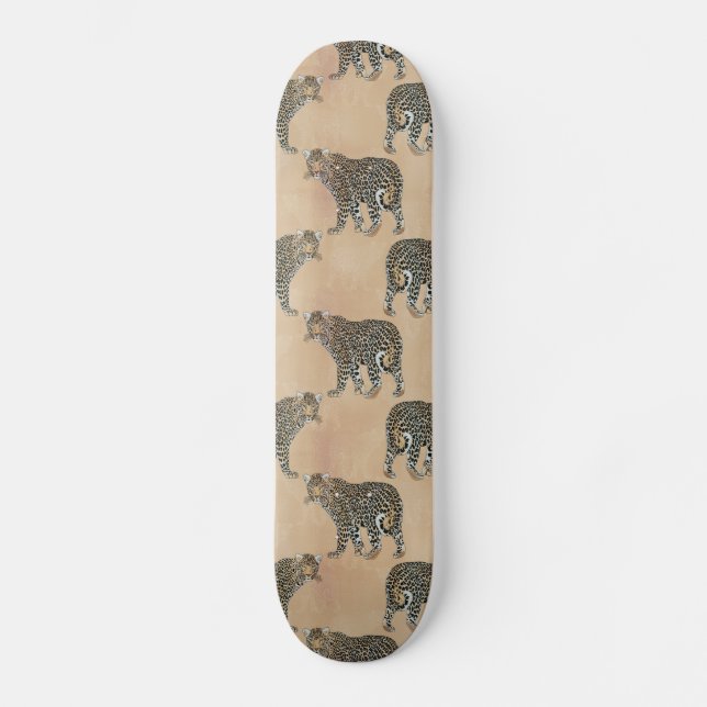 Simple Golden Leopard Animal Pattern Skateboard (Front)