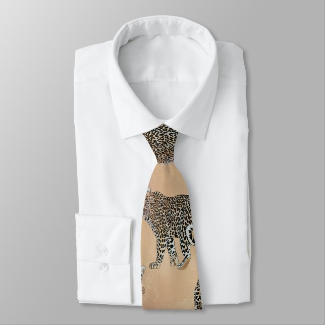 Simple Golden Leopard Animal Pattern Tie (Tied)