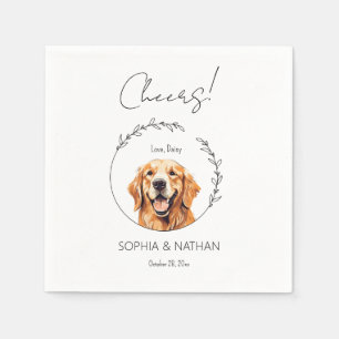 Simple Golden Retriever Dog Wedding Cocktail  Napkin