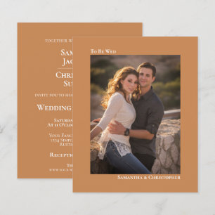 Simple Golden Tan BUDGET Wedding Photo Invitation