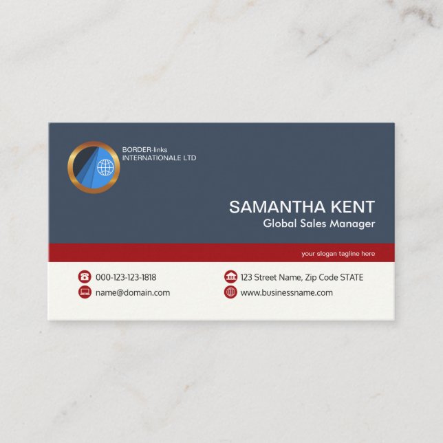 Simple Gorgeous Retro Tabular Column Marketing Business Card (Front)