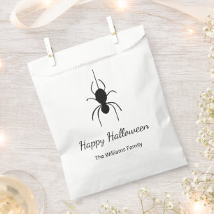 Simple Gothic Spider Halloween Party Black White Favour Bag