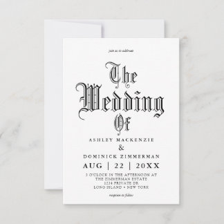 Simple Gothic Vampire Calligraphy Wedding   Invitation