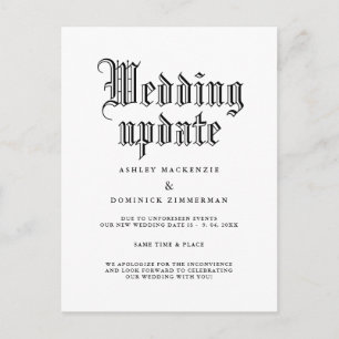 Simple Gothic Wedding Update Change  Announcement Postcard
