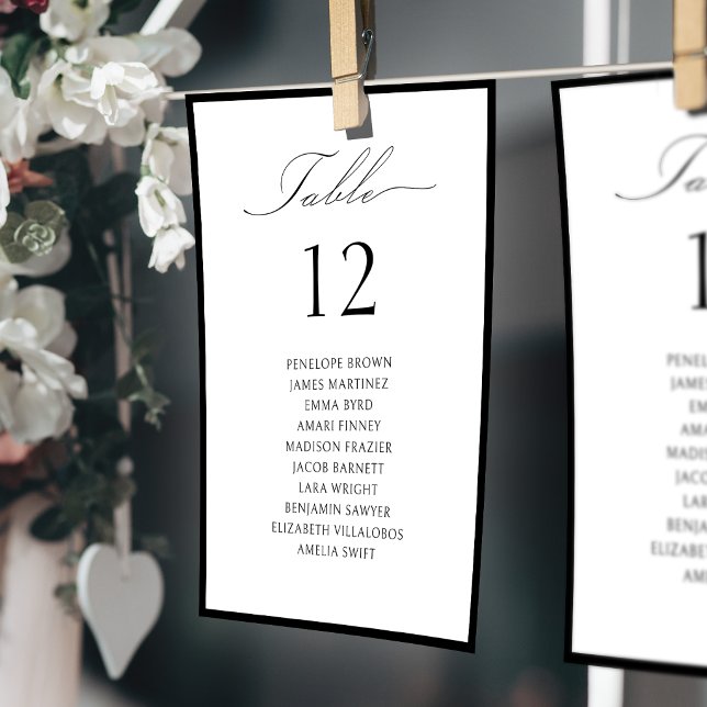 Simple Graceful Script Table Number Seating Chart (Simple Graceful Script Table Number Seating Chart)