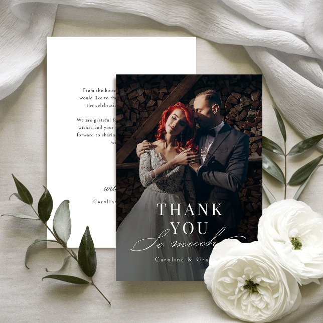 Simple Graceful Script Typography Photo Wedding  Thank You Card (Simple Graceful Script Typography Photo Wedding Thank You Card)