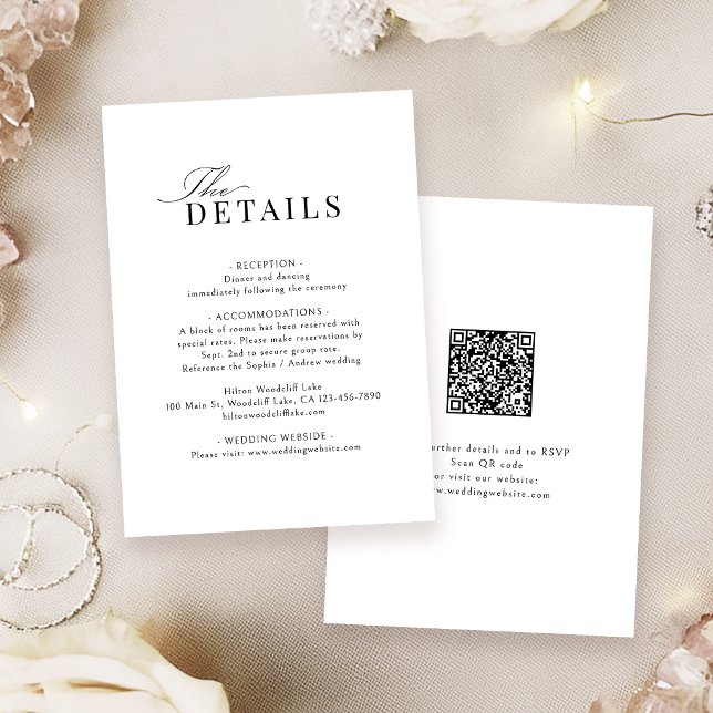 Simple Graceful Script Typography QR Code Details Card (Simple Graceful Script Typography QR Code Details Note Card)