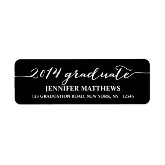 Simple Grad Black Graduation Return Address Label