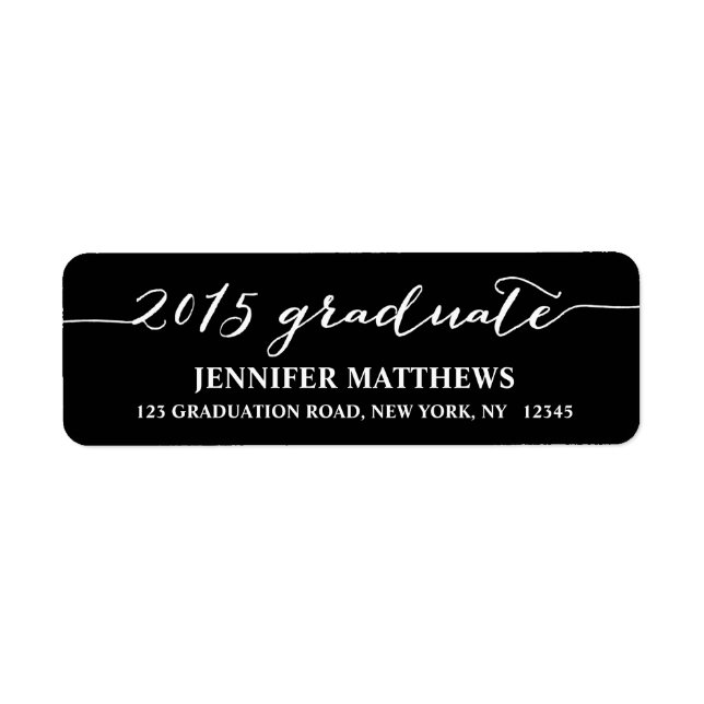 Simple Grad Black Graduation Return Address Label (Front)