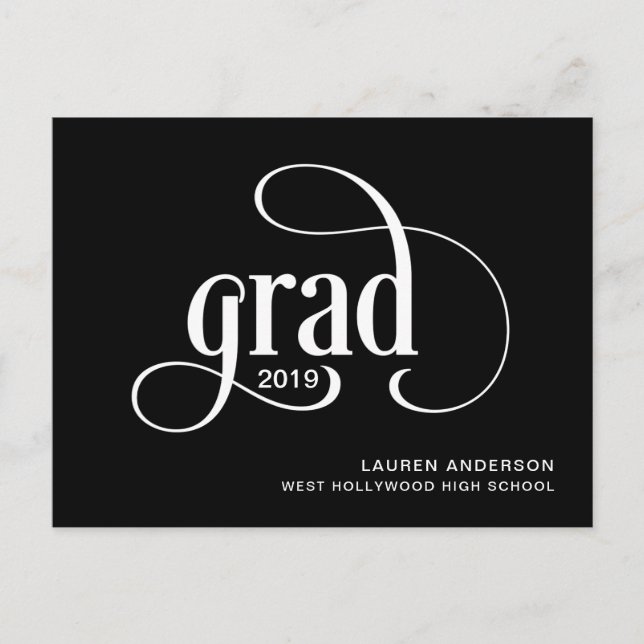 Simple Grad Logo Graduation Announcement Postcard (Front)