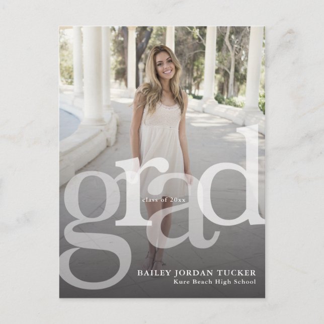 Simple GRAD Overlay Class of Graduation Invitation (Front)