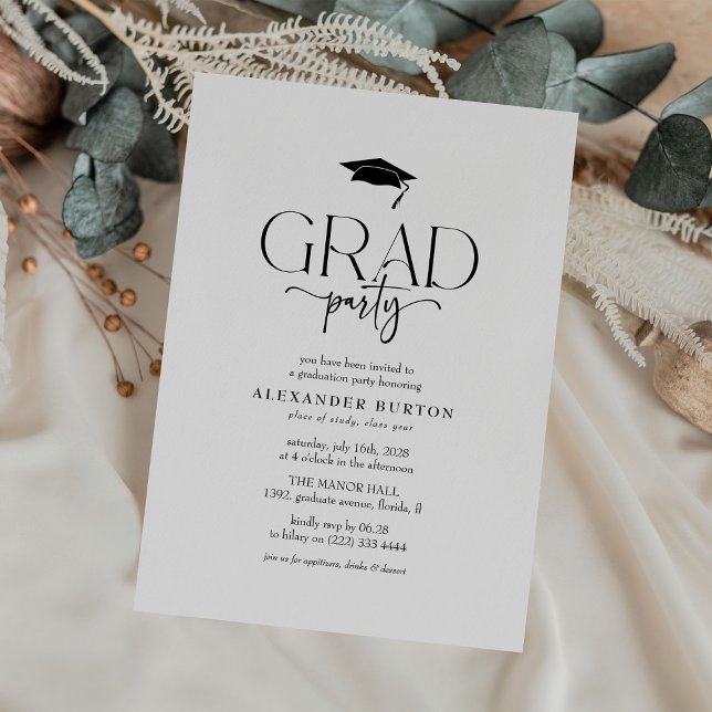 Simple GRAD Party Graduation Invitation (Creator Uploaded)
