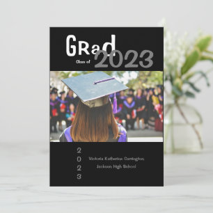 Simple GRAD Photo Name Year Graduation Announcement