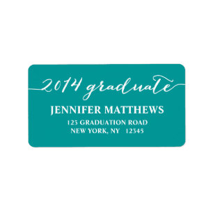 Simple Grad Turquoise Graduation Address Label
