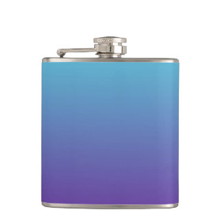 Simple Gradient Background Purple Turquoise Blue Hip Flask