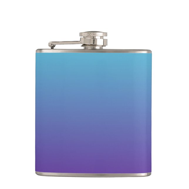 Simple Gradient Background Purple Turquoise Blue Hip Flask (Front)