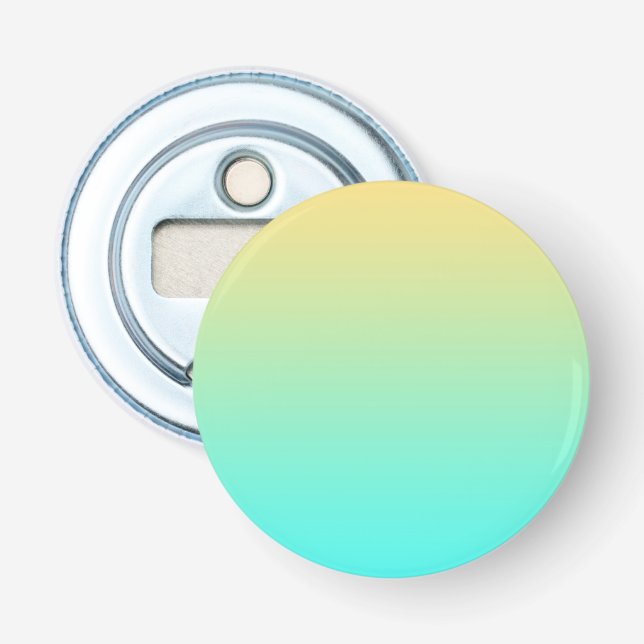 Simple Gradient Pastel Yellow Turquoise Bottle Opener (Front)