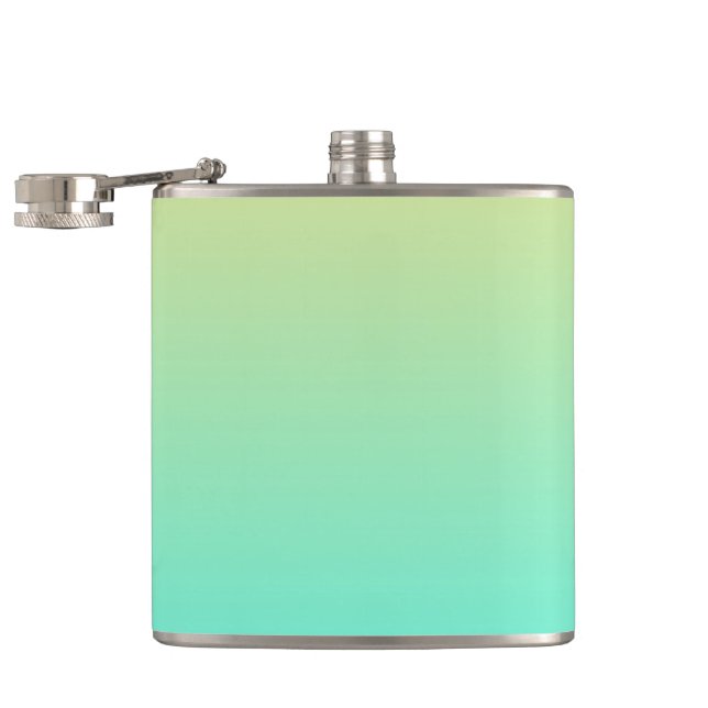 Simple Gradient Pastel Yellow Turquoise Hip Flask (Opened)