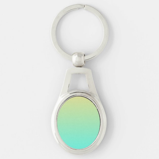 Simple Gradient Pastel Yellow Turquoise Keychain (Front)