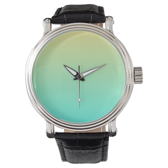 Simple Gradient Pastel Yellow Turquoise Watch (Front)