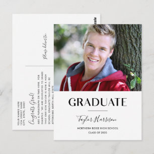 Simple Graduate Black & White 2023 Graduation Postcard