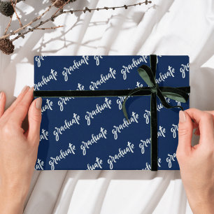 Simple Graduate  Blue And White  Graduation party Wrapping Paper
