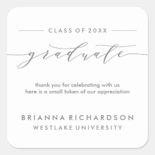 SIMPLE GRADUATE CALLIGRAPHY   THANK YOU STICKER
