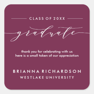 SIMPLE GRADUATE CALLIGRAPHY   THANK YOU STICKER