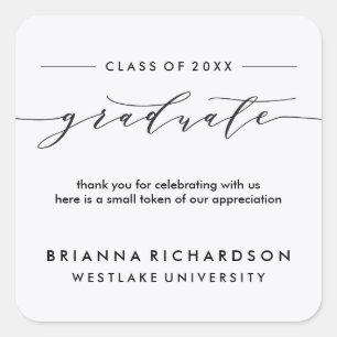 SIMPLE GRADUATE CALLIGRAPHY   THANK YOU STICKER