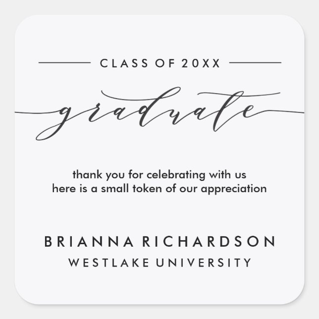 SIMPLE GRADUATE CALLIGRAPHY | THANK YOU STICKER (Front)