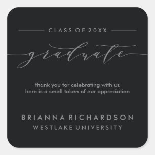 SIMPLE GRADUATE CALLIGRAPHY   THANK YOU STICKER
