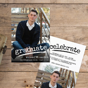 Simple Graduate Grunge Photo Graduation Invitation