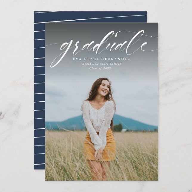 Simple graduate one photo graduation announcement (Front/Back)