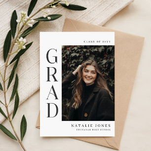 Simple Graduate Photo Black and White Graduation Postcard