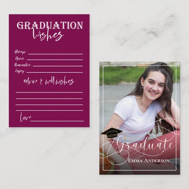 Simple Graduate Photo Class Of 2025 Graduation Advice Card (Front/Back)
