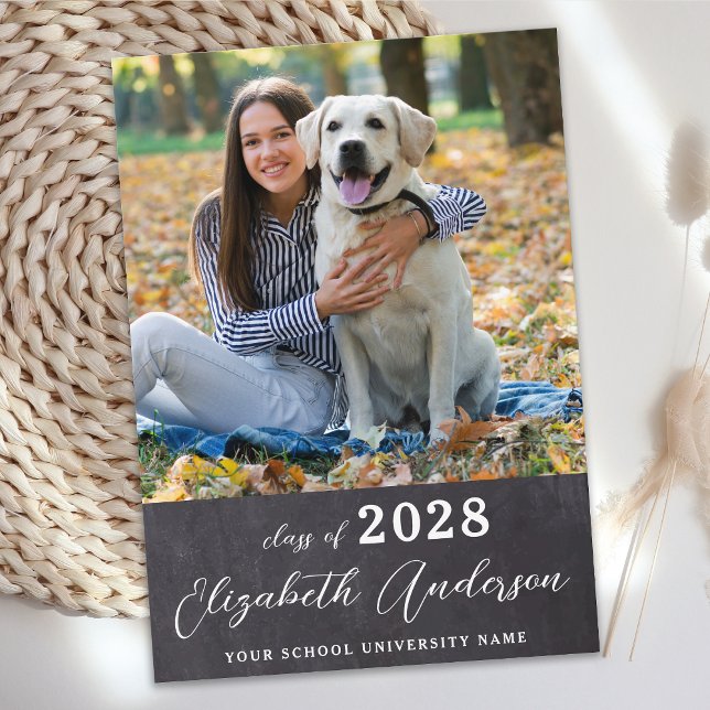 Simple Graduate Photo Custom Chalkboard Graduation Announcement (Creator Uploaded)