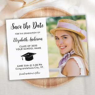 Simple Graduate Photo Save The Date Graduation Invitation Postcard