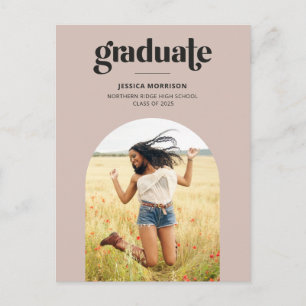 Simple Graduate Pink & Black Graduation Party Postcard