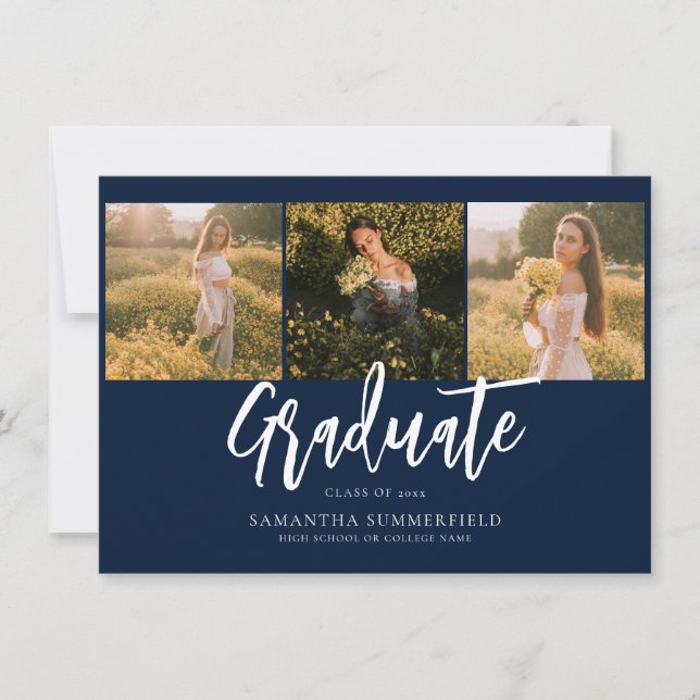 Simple Graduation 2025 Script Photos Faire-part (Devant)