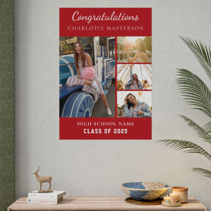 Simple Graduation 2026 Photo Collage Red Poster