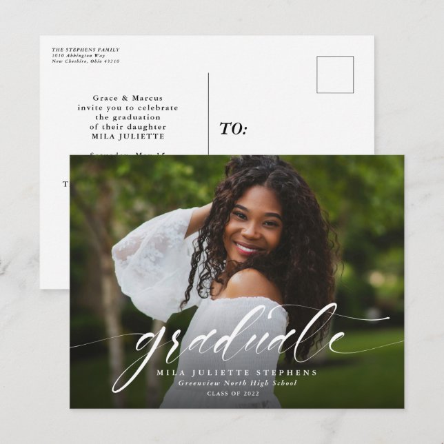Simple graduation announcement invitation postcard (Front/Back)