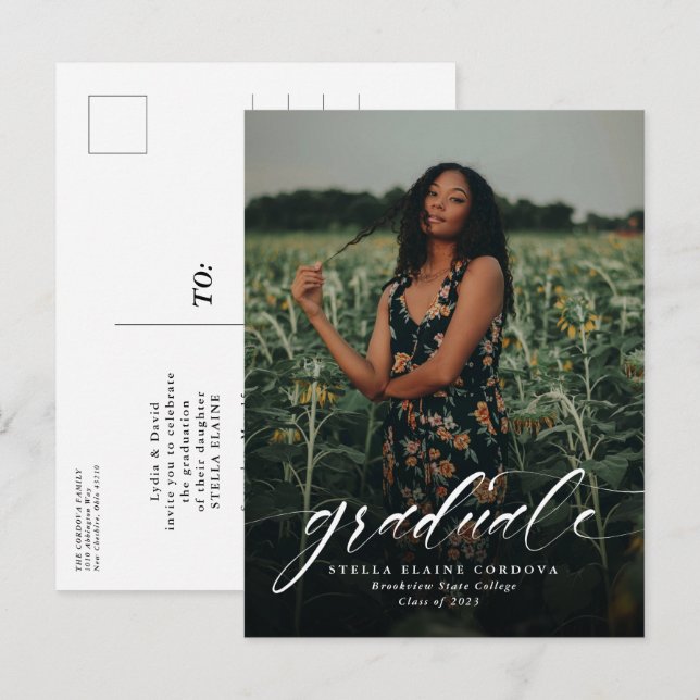 Simple graduation announcement invitation postcard (Front/Back)